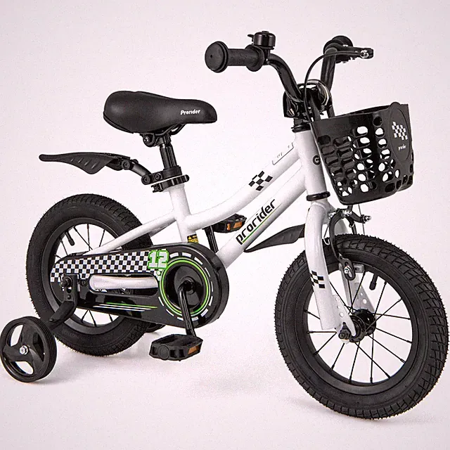 12" Kid’s Bike w/Removable Training Wheels & Basket for 3-4 Years Old White