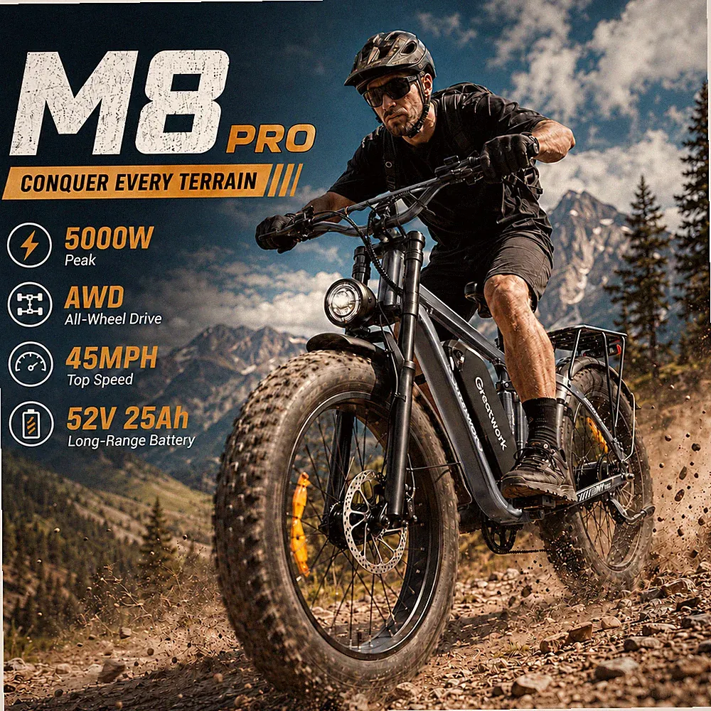 5000W Dual Motor Electric Bike for Adults 45mph Fast Ebike 52V Mountain Bicycle