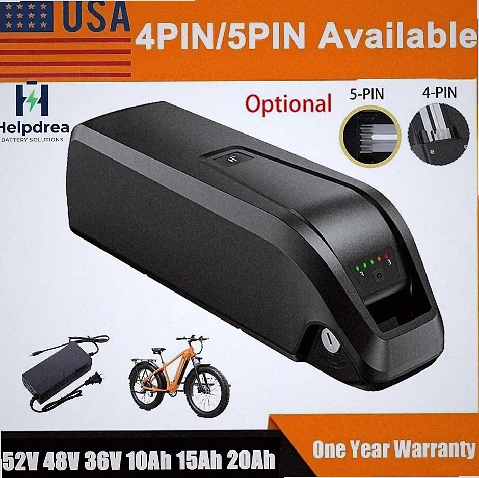 52V 48V 36V 10Ah 15Ah 20Ah Electric Bicycle Ebike Lithium Battery Rechargeable