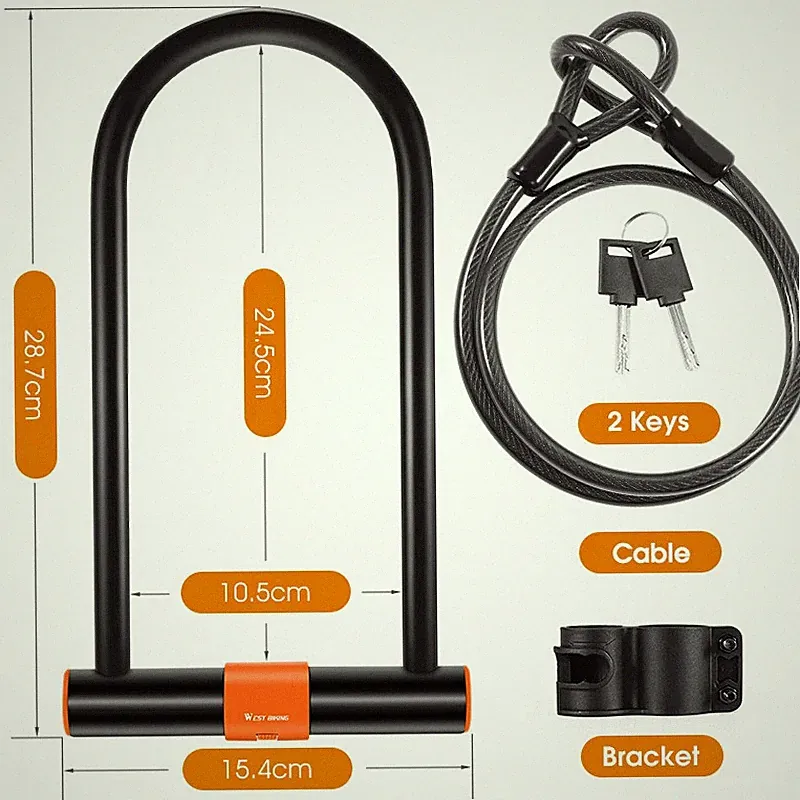 Alloy Steel Bicycle U Lock Portable MTB Road Bike Motorcycle Strength Anti-theft