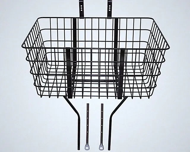 AltaLine Steel Wire Bicycle Basket W/Adjustable Braces Fit 20" to 29" Bike BLACK