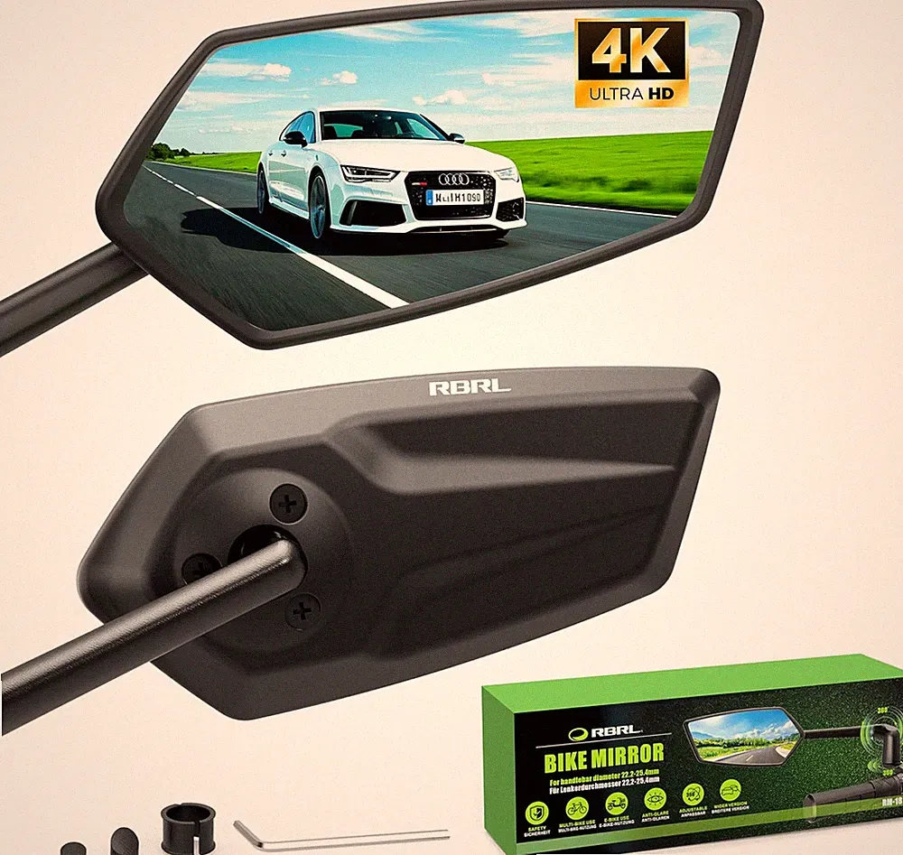 Bike Mirror, 3D Adjustable Arm for Extended Reach, Aluminum Alloy Anti-Shake Bic