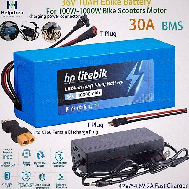 Electric Ebike Scooter Bicycle Motor 36V 10AH Lithium Li-ion Battery w/Charger