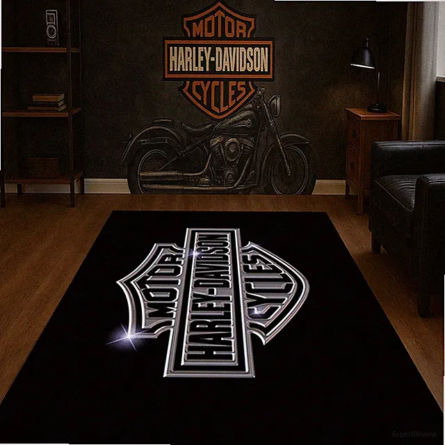 Harley, Motorcycle Room Rug, Biker Home Decor, Unique Floor Mat, Cycle Rug