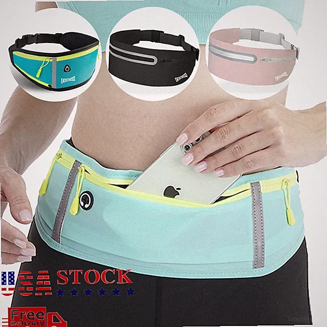 Sports Ultra Slim Fanny Pack Waist Bum Bag Belt Pouch Zip Bag Waterproof Running